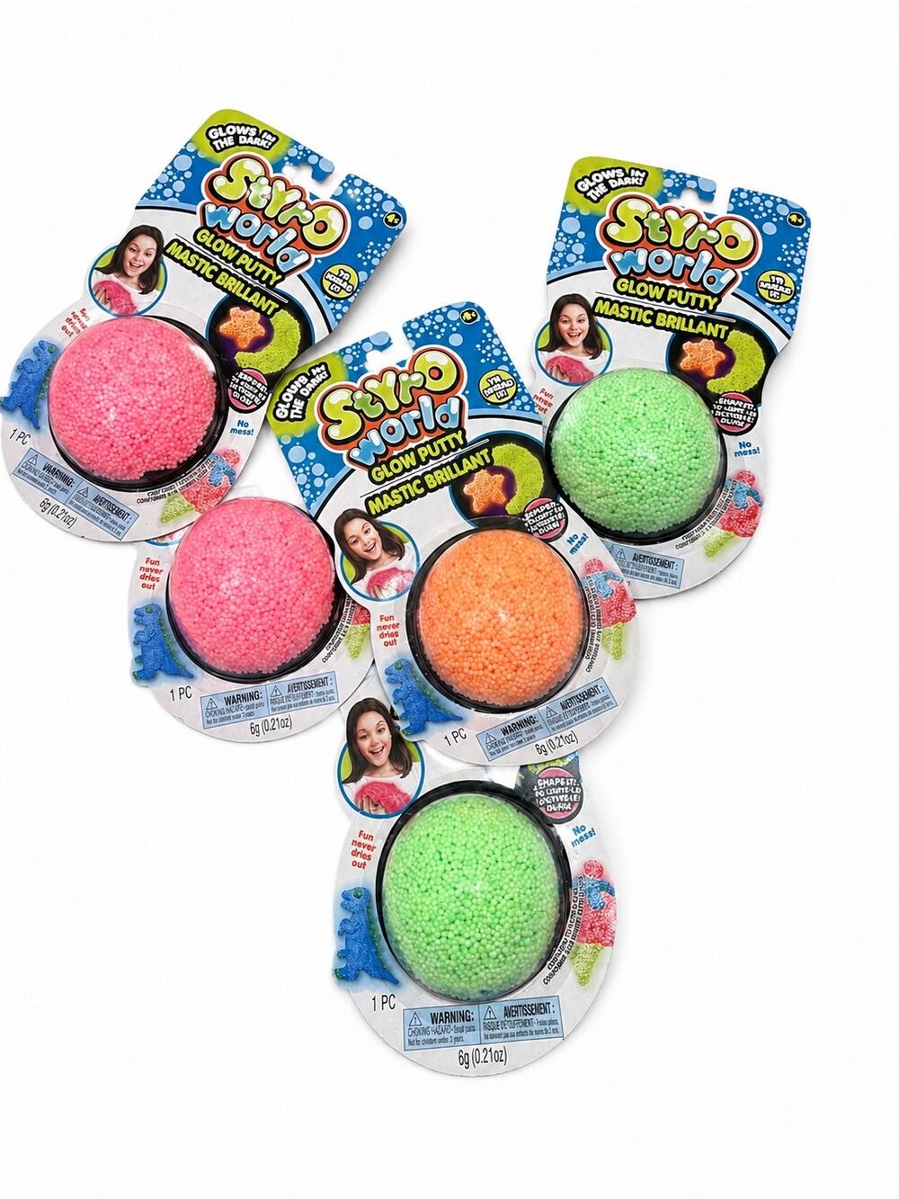 Set of 5 JA-RU Styro World Modeling Putty Glow in the Dark
